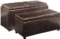 Linon 40461BRN-01-AS-U Brown Croco BOGO Ottoman; Offers storage and functionality for any room in your home; Large ottoman has ample interior space for storing a multitude of items; Top flips, offering a cushioned side for seating and a tray side for storage/display; 275 lbs weight capacity; UPC 753793913551 (40461BRN01ASU 40461BRN-01ASU 40461BRN-01AS-U 40461BRN01-ASU) 