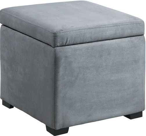 Linon 40520GRY-01-AS Grey Judith Ottoman with Jewelry Storage, Ideal for added bedroom or closet storage, Plush cushioned top and a grey microfiber upholstered exterior, Once the lid is lifted, ample interior storage space is revealed, Single black jewelry tray inset lifts out allowing you to keep your jewels stored out of sight, UPC 753793926261 (40520GRY01AS 40520GRY01-AS 40520GRY-01AS)