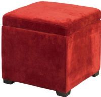 Linon 40520RED-01-AS Judith Ottoman with Jewelry Storage, Red Microfiber Upholstery, Safety hinge on lid, Ample interior storage space, Lift out jewelry tray insert, Plush cushioned top, 16"W x 16"D x 16"H, UPC 753793918938 (40520RED01AS 40520RED-01-AS 40520RED 01 AS) 