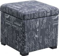Linon 40520SCRPLIN-01-AS Script Judith Ottoman with Jewelry Storage, Ideal for added bedroom or closet storage, Plush cushioned top and a script fabric upholstered exterior, Once the lid is lifted, ample interior storage space is revealed, Single black jewelry tray inset lifts out allowing you to keep your jewels stored out of sight, UPC 753793926278 (40520SCRPLIN01AS 40520SCRPLIN01-AS 40520SCRPLIN-01AS) 