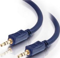 Cables To Go 40602 Velocity 6.6 ft./2 Meters 3.5 mm M to M Stereo Audio Cable, Blue; Connect the 3.5mm jack from an iPod, portable CD player, MP3 player, PC sound card, or any mini-stereo audio device to another audio device; Carries a Stereo Audio signal; 27 AWG conductor constructions; Shielded to help reduce interference; Weight 0.200 Lbs; UPC 757120406020 (40-602 406-02) 