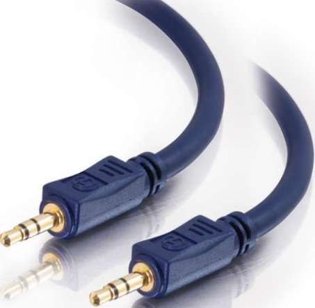 Cables To Go 40602 Velocity 6.6 ft./2 Meters 3.5 mm M to M Stereo Audio Cable, Blue; Connect the 3.5mm jack from an iPod, portable CD player, MP3 player, PC sound card, or any mini-stereo audio device to another audio device; Carries a Stereo Audio signal; 27 AWG conductor constructions; Shielded to help reduce interference; Weight 0.200 Lbs; UPC 757120406020 (40-602 406-02)