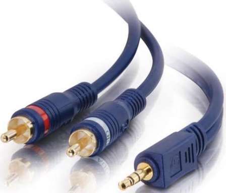 Cables To Go 40613 Velocity One 3.3 ft./1 Meter 3.5mm Stereo Male to Two RCA Stereo Male Y-Cable, Connects a 3.5mm Stereo Audio port to a RCA Stereo Audio cable, Gold plated contacts, Shielded to help reduce interference, Weight 0.160 lbs, UPC 757120406136 (40-613 406-13)