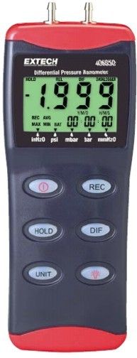 Extech 406850-NIST Digital Manometer (5 selectable units) with NIST Certificate, Max/Min recording and Relative time stamp, Compensated temperature range 32 to 122F (0-50C), Data Hold, Auto power off, and Min/Max functions (406850NIST 406850 NIST 406-850 406 850)