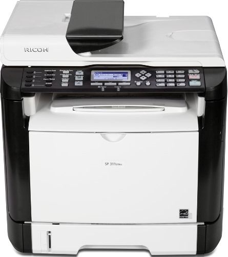 Ricoh 407240 Aficio SP 311DNw Monochrome Multifunction, 4-line LCD + alphanumeric keypad, 30 pages per minute Continuous Print Speed, Warm-Up Time 30 seconds or less, First Print Speed 8 seconds or less, 250-Sheet Tray x 1 + 50-Sheet Bypass, Standard hardwired USB 2.0 High Speed & 10/100Base-TX Ethernet interfaces, UPC 026649072406 (40-7240 407-240 4072-40 SP311FNW SP-311FNW) 