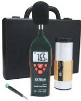 Extech 407732-KIT Type 2 Sound Level Meter Kit, Complete with 407732 Sound Meter, microphone wind screen, calibration screw driver, 9V battery, plus 407744 Sound Calibrator with two 9V batteries and screwdriver, Meets ANSI, and IEC Type 2 standards, UPC 793950408322 (407732KIT 407732 KIT 407-732) 