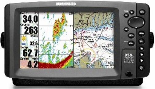 Humminbird 407750-1 Model 958C Combo Fishfinder GPS System, 8in Color Wide Screen 16:9 Color TFT 480V x 800H, Fishfinder and GPS, DualBeam 83/200KHz PLUS sonar with 1000 Watts RMS and up to 8000 Watts PTP power output, 1500 ft Depth; GPS Chartplotting with built-in ContourXD mapping and advanced Fishing System capabilities; UPC 082324034152 (4077501 407750 1 4077-501 407-7501 958-C 958)