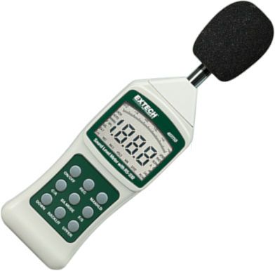 Extech 407750-NIST Digital Sound Level Meter w/NIST Certificate; Auto/Manual ranging from 30 to 130dB in 6 ranges; High accuracy meets ANSI and IEC 651 Type 2 standards; A and C selectable frequency weightings; UPC: 793950417508 (407750NIST EXTECH-407750-NIST EXTECH407750NIST EXTECH-407750NIST EXTECH-407750NIST EXTECH/407750NIST)