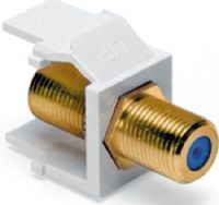 Leviton 40831-BW Feedthrough QuickPort Gold-Plated F-Connector, White Housing, Fits with all QuickPort wallplates and housings, Frequency range equals DC-3.0 GHz, Female-female adapter for quick screw-on connections, 360-degree gold-plated seizing pin, 75 ohm impedance, High-Impact Fire-Retardant Plastic Body Material, UPC 078477005941 (40831BW 40831 BW) 
