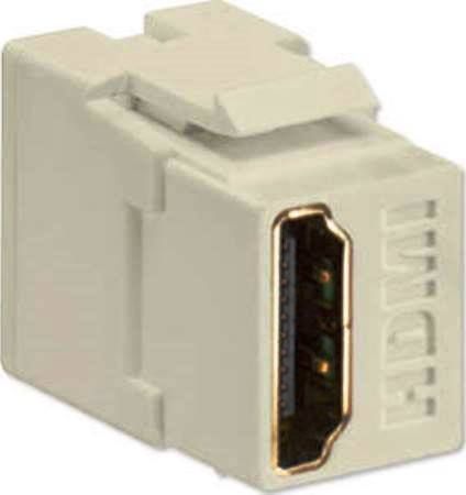 Leviton 40834-T HDMI Feedthrough QuickPort Connector, Light Almond Housing, Transmit HDMI audio and video signals, Used for high-definition audio and video, Snaps easily into QuickPort housing or wallplate, Female-to-female connectors for easy installation, Cleaner install with in-wall wiring, UPC 078477526378 (40834T 40834 40834-00T 40834LA)