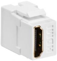Leviton 40834-W HDMI Feedthrough QuickPort Connector, White Housing, Used for high-definition audio and video, Snaps easily into QuickPort housing or wallplate, Female-to-female connectors for easy installation, Cleaner install with in-wall wiring, UPC 078477526354 (40834W 40834 40834-00W 40834WH) 