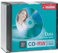 Imation 40955 Storage media-CD-RW, 700 MB Native Capacity, 80min Recording Time, 10 Media Included, 4x Max. Write Speed, 1x Min. Rewrite Speed, UPC 051122409554 (40-955 40 955) 