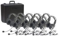 Califone 4100-10 USB Headset, 10 pack 4100-USB with padded carry case; 30-20000 Hz Frequency Range, 97dB +/-3dB Sensitivity, 80mW Maximum Power Input, 10 feet Cord Length, Eliminates the need for a sound card, is Windows/Mac compatible with in-line mute/volume control, Backwards compatible USB 2.0 is faster for more efficient listening, UPC 610356555002, CALIFONE410010 (410010 4100 10 4100-USB) 