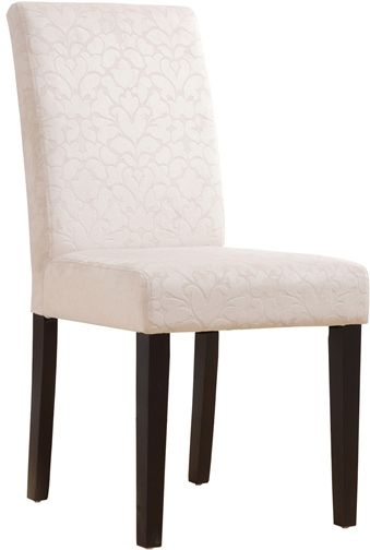 Linon 41020BGE01U Beige Upton Parsons Chair; Stylish and versatile, can easily add extra seating to a table, kitchen area or living space; Seat and back both have a subtle burnout damask pattern that adds eyecatching interest and sophistication to the solid color fabric; UPC 753793944715 (41020-BGE01U 41020BGE-01U 41020-BGE-01U)