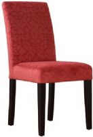 Linon 41020RED01U Tomato Red Upton Parsons Chair; Stylish and versatile, can easily add extra seating to a table, kitchen area or living space; Seat and back both have a subtle burnout damask pattern that adds eyecatching interest and sophistication to the solid color fabric; UPC 753793944746 (41020-RED01U 41020RED-01U 41020-RED-01U) 