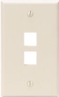Leviton 41080-2TP Single-Gang QuickPort Wallplate with 2-Port, Light Almond, High-Impact Plastic Material, Color-matched wallplate screws, Fits within minimum rectangular NEMA openings, Compatible with all individual QuickPort connectors, Individual port configurability allows specification flexibility, Narrow module width allows high port density in a small area, UPC 078477279434 (410802TP 41080 2TP) 