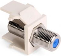 Leviton 41084-FTF Feedthrough QuickPort F-Connector, Light Almond Housing, Fits with all QuickPort wallplates and housings, Nickel-Plated Contact Surface Material, Frequency range equals DC-3.0 GHz, Female-female adapter for quick screw-on connections, 360-degree gold-plated seizing pin, 75 ohm impedance, UPC 078477279458 (41084FTF 41084 FTF) 