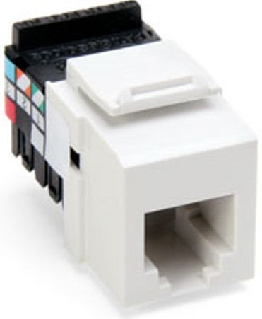 Leviton 41106-RW6 Voice Grade USOC QuickPort Snap-in 6-Connector, White, Exclusive cutting ledge combines termination and trim into one labor-saving step, Individual port configurability allows specification flexibility, Robust one-piece lead-frame design, Narrow connector allows high port density in a small area, Voice-Grade and USOC wire configuration labels, UPC 078477834237 (41106RW6 41106 RW6)