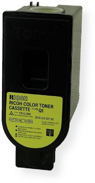 Ricoh 411913 Yellow Toner Cartridge Type Q1 for use with Aficio 3131 Color Laser Printer, Up to 10700 standard page yield @ 5% coverage, New Genuine Original OEM Ricoh Brand, UPC 708562006156 (41-1913 411-913 4119-13) 