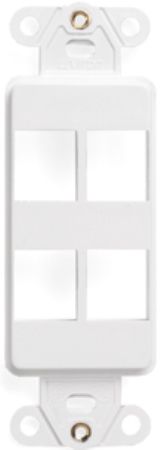 Leviton 41644-W Four-Port QuickPort Decora Insert Plate, White, Mounts flush with Decora wallplate, True Decora-brand design matches Leviton Decora rocker switches and electrical products, Fits within minimum NEMA openings, High port density options, Inserts accept all QuickPort connectors, UPC 078477013809 (41644W 41644 416-44W 41-644W)