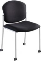 Safco 4194BL Diaz Guest Chair - Black, 18" Seat Height, 19" W x 18" D Seat Size, 20.50" W x 16" H Back Size, 1.5" Diameter Wheel / Caster Size, Four 1.50" casters, Steel frame, Silver powder coat finish, UPC 073555419429 (4194BL 4194-BL 4194 BL SAFCO4194BL SAFCO-4194-BL SAFCO 4194 BL) 