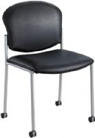 Safco 4194BV Diaz Guest Chair - Black Vinylm, 18" Seat Height, 19" W x 18" D Seat Size, 20.50" W x 16" H Back Size, 1.5" Diameter Wheel / Caster Size, Fully upholstered seat, Mesh or upholstered back, Four 1.50" casters, Steel frame, Silver powder coat finish, UPC 073555419467(4194BV 4194-BV 4194 BV SAFCO4194BV SAFCO-4194-BV SAFCO 4194 BV) 