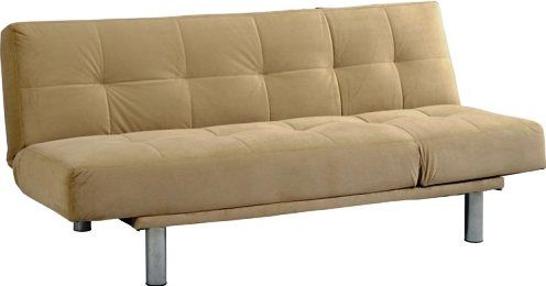 Linon 42004PEB-01-KD-U Maybella  Upholstered Microfiber Sofa Bed, Beige Microfiber Upholstery, Perfect for small spaces, Multiple angles allow this piece to transform, Plush cushioned frame, Tufted details, 16