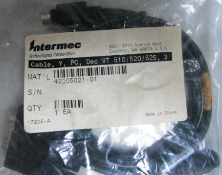 Intermec 42205021-01 Data Cable For use with 1552 Sabre Cordless Scanner and MicroBar 9745 Base Station, 3 ft Length, 6 pin mini-DIN (PS/2 style) Male, 6 pin mini-DIN (PS/2 style) Female (4220502101 42205021 01 4220502-101 422-0502101)