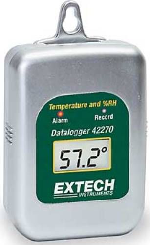 Extech 42270 Temperature/Humidity Datalogger for 42275 Temperature and Humidity Datalogger Kit, Multiple Dataloggers can be programmed and data downloaded from one single docking station, Programmable sampling rate from 1 second to 2 hours plus Hi/Lo limits with alarm indication, UPC 793950422700 (42-270 422-70)
