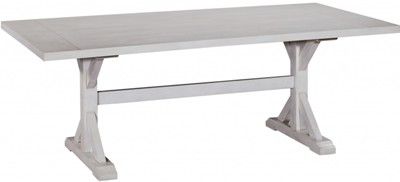 Bassett Mirror 4230-600B-TEC Model 4230-600B-T Pan Pacific Holden Rectangle Dining Table, Antique White Finish, Dimensions 84