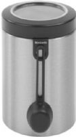 Brabantia 423628 Window 1.4 litre Lid Canister with Magnetic Measuring Spoon, Matt Steel Fingerprint Proof, Contents always visible - ideal for use in deep kitchen drawers, Create your personal, labeled storage system - multi-functional clip with 5 coloured labels, Multi-functional - clip can also hold notes with expiry date, cooking times etc (423-628 423 628) 