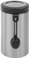 Brabantia 423642 Window 1.7 litre Lid Canister with Magnetic Measuring Spoon, Matt Steel Fingerprint Proof, Contents always visible - ideal for use in deep kitchen drawers, Create your personal, labeled storage system - multi-functional clip with 5 coloured labels, Multi-functional - clip can also hold notes with expiry date, cooking times etc, EAN 8710755423642 (423-642 423 642) 