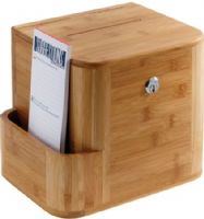 Safco 4237NA Bamboo Suggestion Box, Natural, Clear acrylic display that allows you to customize your message and a side compartment area to store pens and Suggestion Cards (25 cards included), Keyed Alike, 2 Keys Included, Included Mounting Hardware, Bamboo Material, Display Area 8 1/2"w x 5 1/2"h, Dimensions 10"w x 8"d x 14"h, Weight 4 lbs. (4237-NA 4237N 4237 NA) 