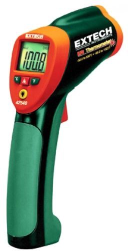 Extech 42540-NIST High Temperature IR Thermometer with NIST certifcate, Wide temperature range from -58 to 1400F (-50 to 760C), High 16 to 1 distance to target ratio measures smaller surface areas at greater distances (42540NIST 42540 NIST 425-40 42-540)