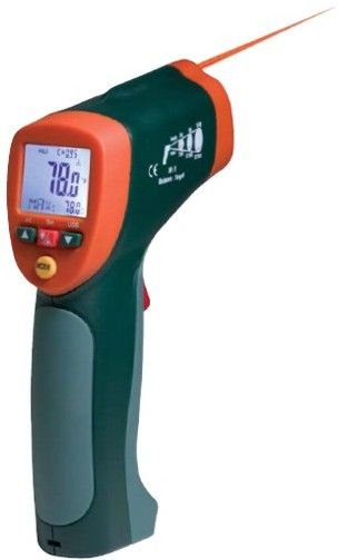 Extech 42560-NIST InfraRed Thermometer with Wireless PC Interface and NIST Certificate, Wide range non-contact IR thermometer, High 30:1 distance to target ratio, Manual/Automatic emissivity using type K probe for accurate measurements on different surfaces, High/Low set points with audible alarms, Lock function for continuous measurements (42560NIST 42560 NIST 42-560 425-60)