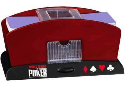Excalibur 425W-WSOP World Series of Poker Pro Shuffle, Real, attractive wood panels, Works with any standard deck of cards, Includes card return tray, Push button for a quick and thorough shuffle., Sturdy, metal base (425W WSOP  425WWSOP  EXCL 425W WSOP)