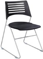 Safco 4289BLSL Pique Stack Chair, Black/Silver, 250 lbs. Weight Capacity, 12mm Diameter solid steel rod, Powder Coat Frame Paint/Finish, Stackable, GREENGUARD, Seat Size 17 1/4"w x 18 3/4"d, Back Size 20"w x 9 1/2"h, Seat Height 17 1/4", Dimensions 20 1/4"w x 19 3/4"d x 32"h (4289-BLSL 4289 BLSL 4289BL 4289BL-SL) 