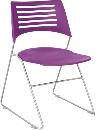 Safco 4289PLSL Pique Stack Chair, Plum/Silver, 250 lbs. Weight Capacity, 12mm Diameter solid steel rod, Powder Coat Frame Paint/Finish, Stackable, GREENGUARD, Seat Size 17 1/4