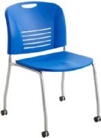 Safco 4291LA Vy Straight Leg with Caster Stack Chair, Lapis; 350 lbs. Weight Capacity; Stackable; 1 1/2" Diameter Wheel/Caster Size; Polypropylene, Plastic (back), Plastic (seat) and Steel (frame) Materials; GREENGUARD; Seat Size 18"w x 17 1/2"d; Back Size 19.5W x 16"H; Dimensions 22 1/2"w x 19 1/2"d x 32 1/2"h; ANSI/BIFMA Meets Industry Standards (4291-LA 4291L 4291 LA) 