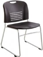 Safco 4292BL Vy Sled Base Stack Chair, Black; 350 lbs. Weight Capacity; Stackable; 1 1/2" Diameter Wheel/Caster Size; Polypropylene, Plastic (back), Plastic (seat) and Steel (frame) Materials; GREENGUARD; Seat Size 18"w x 17"d; Back Size 19.5W x 16"H; Dimensions 22 1/2"w x 19 1/2"d x 32 1/2"h; ANSI/BIFMA Meets Industry Standards  (4292-BL 4292B 4292 BL) 