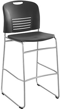 Safco 4295BL Vy Sled Base Bistro Height Chair, Black, 350 lbs. Weight Capacity, Stackable, 30