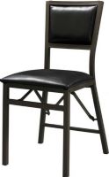 Linon 43061MTL-02-AS-U Arista Padded Back Folding Chair, Powder coated, Sturdy, solid metal frame, Dark Brown Metal Finish, Black Leatherette Upholstered Seat, Padded Back, 402 lbs Weight Limit, 17.91"W x 19.69"D x 33.27"H Dimensions, Set of 2, UPC 753793911984 (43061MTL02ASU 43061MTL-02-AS-U 43061MTL 02 AS U) 