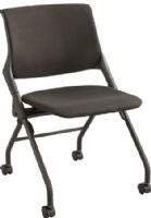 Safco 4390UPBL Niche Black Upholstered Seat and Back, Black Base, 2" Diameter Wheel/Caster Size, Sturdy 1” steel frame tubing and plastic back, Seat Size 18"w x 17 1/2"d, Dimensions 22"w x 23"d x 33 1/2"h (4390-UPBL 4390 UPBL 4390UP-BL 4390UP BL) 