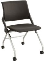 Safco 4390UPSL Niche Black Upholstered Seat and Back, Silver Base, 2" Diameter Wheel/Caster Size, Sturdy 1” steel frame tubing and plastic back, Seat Size 18"w x 17 1/2"d, Dimensions 22"w x 23"d x 33 1/2"h (4390-UPSL 4390 UPSL 4390UP-SL 4390UP SL) 