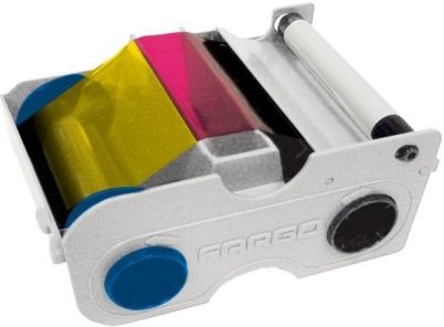 Fargo 44270 YMCKO Starter Ribbon Cartridge For use with C30 and DTC300 Card Printers, Up to 250 images, Contain half-sized yellow (Y), magenta (M) and cyan (C) panels, a full-sized resin black (K) panel and a full-sized overlay (O) panel, UPC 754563442707 (44-270 442-70)
