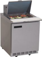 Delfield 4427N-6 Sandwich / Salad Prep Refrigerator - 27", 7.2 Amps, 60 Hertz, 1 Phase, 115 Voltage, 6 Pans - 1/6 Size Pan Capacity, Doors Access, 8.2 cu. ft. Capacity, Bottom Mounted Compressor Location, Front Breathing Compressor Style, Swing Door Style, Solid Door Type, Right Hinge Location, 1/5 HP Horsepower, 1 Number of Doors, 1 Number of Shelves, Air Cooled Refrigeration Type, Standard Top, 27" W x 10" D x 36" Work Surface Height, UPC 400010068135 (4427N-6 4427N 6 4427N6 4427N) 