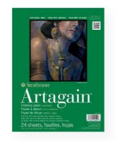 Strathmore 445-109 Artagain-400 Series 9" x 12" Coal Black Glue Bound Pad; A fiber-enhanced paper ideally suited for soft pastels and charcoal; Contains 30% post-consumer fiber; 60 lb; Acid-free; Shipping Weight 0.82 lb; Shipping Dimensions 9.00 x 12.00 x 0.25 in; UPC 012017444098 (STRATHMORE445109 STRATHMORE-445109 ARTAGAIN-400-SERIES-445-109 STRATHMORE/445109 445109 ARTWORK) 