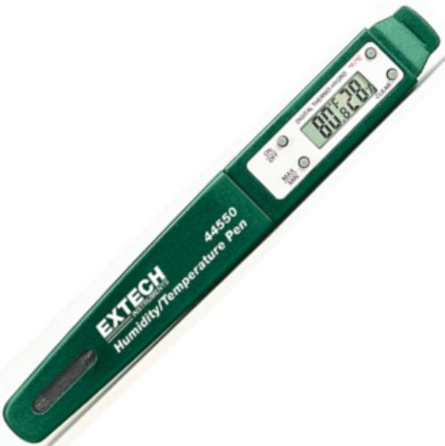 Extech 44550 Pocket Humidity/Temperature Pen, Dual LCD for simultaneous display of Relative Humidity and Temperature, Temperature is C/F switchable, Built-in Humidity and Temperature sensors for convenient operation, Pocket size for quick and reliable measurements at any location, UPC 793950445501 (44-550 445-50)