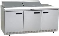 Delfield 4472N-24M Mega Sandwich / Salad Prep Refrigerator -72", 12 Amps, 60 Hertz, 1 Phase, 115 Voltage, 24 Pans - 1/6 Size Pan Capacity, Doors Access, 24.8 cu. ft. Capacity, Bottom Mounted Compressor Location, Front Breathing Compressor Style, Swing Door Style, Solid Door Type, 1/2 HP Horsepower, NSF Listed, 3 Number of Doors, 3 Number of Shelves, Air Cooled Refrigeration, Mega Top Type, UPC 400010068302 (4472N-24M 4472N24M 4472N 24M) 