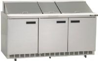 Delfield 4472N-30M Mega Sandwich / Salad Prep Refrigerator -72", 12 Amps, 60 Hertz, 1 Phase, 115 Voltage, 30 Pans - 1/6 Size Pan Capacity, Doors Access, 24.8 cu. ft. Capacity, Bottom Mounted Compressor Location, Front Breathing Compressor Style, Swing Door Style, Solid Door Type, 1/2 HP Horsepower, NSF Listed, 3 Number of Doors, 3 Number of Shelves, Air Cooled Refrigeration, Mega Top Type, UPC 400010068319 (4472N-30M 4472N30M 4472N 30M) 